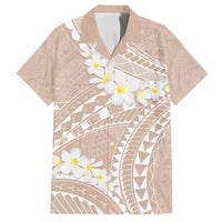 Polynesian Vintage Floral Family Matching Puletasi and Hawaiian Shirt Beige Motifs LT7 Dad's Shirt - Short Sleeve Beige - Polynesian Pride