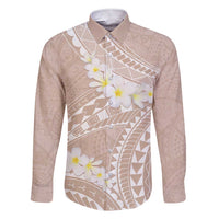 Polynesian Vintage Floral Family Matching Short Sleeve Bodycon Dress and Hawaiian Shirt Beige Motifs - Polynesian Pride