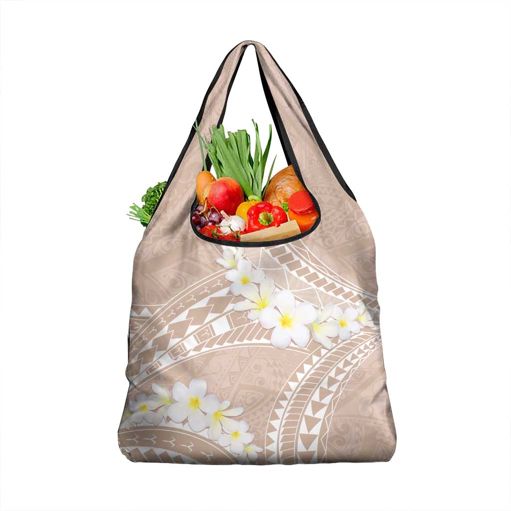 Polynesian Vintage Floral Grocery Bag Beige Motifs - Polynesian Pride