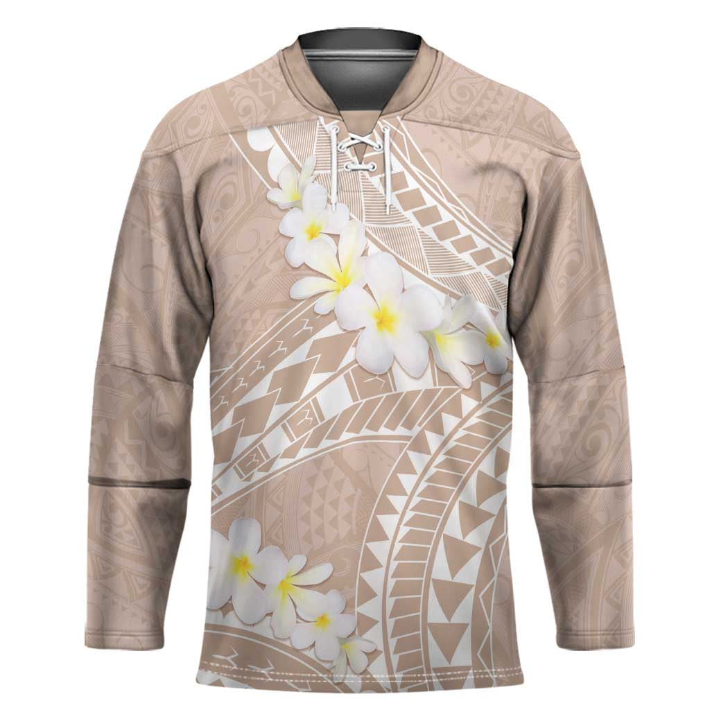 Polynesian Vintage Floral Hockey Jersey Beige Motifs - Polynesian Pride