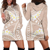Polynesian Vintage Floral Hoodie Dress Beige Motifs - Polynesian Pride