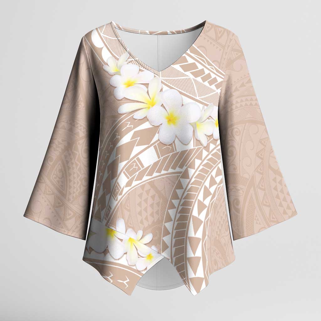 Polynesian Vintage Floral Kimono Sleeve Blouse Beige Motifs - Polynesian Pride