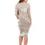 Polynesian Vintage Floral Long Sleeve Bodycon Dress Beige Motifs - Polynesian Pride
