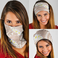 Polynesian Vintage Floral Neck Gaiter Beige Motifs - Polynesian Pride