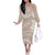 Polynesian Vintage Floral Off The Shoulder Long Sleeve Dress Beige Motifs - Polynesian Pride