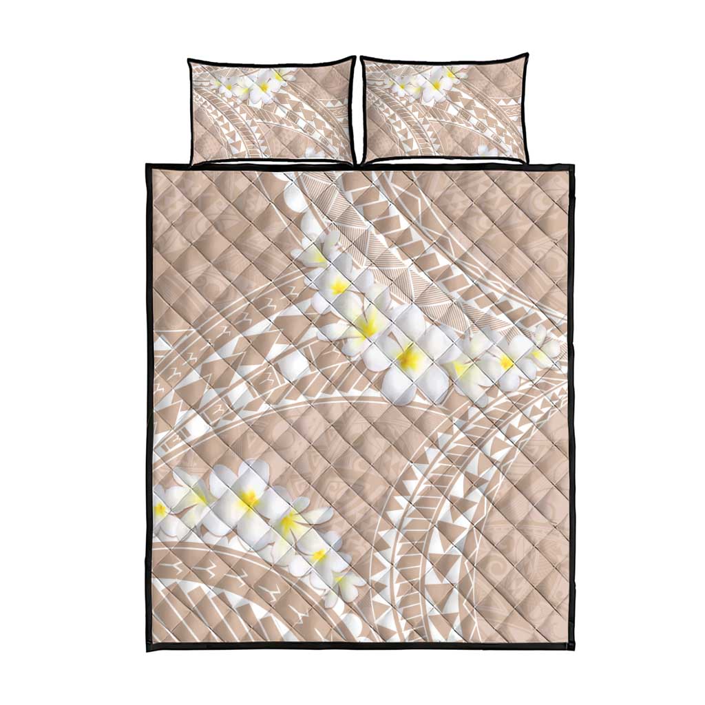 Polynesian Vintage Floral Quilt Bed Set Beige Motifs - Polynesian Pride