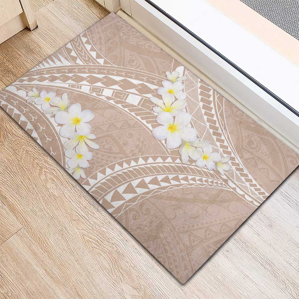 Polynesian Vintage Floral Rubber Doormat Beige Motifs LT7 - Polynesian Pride