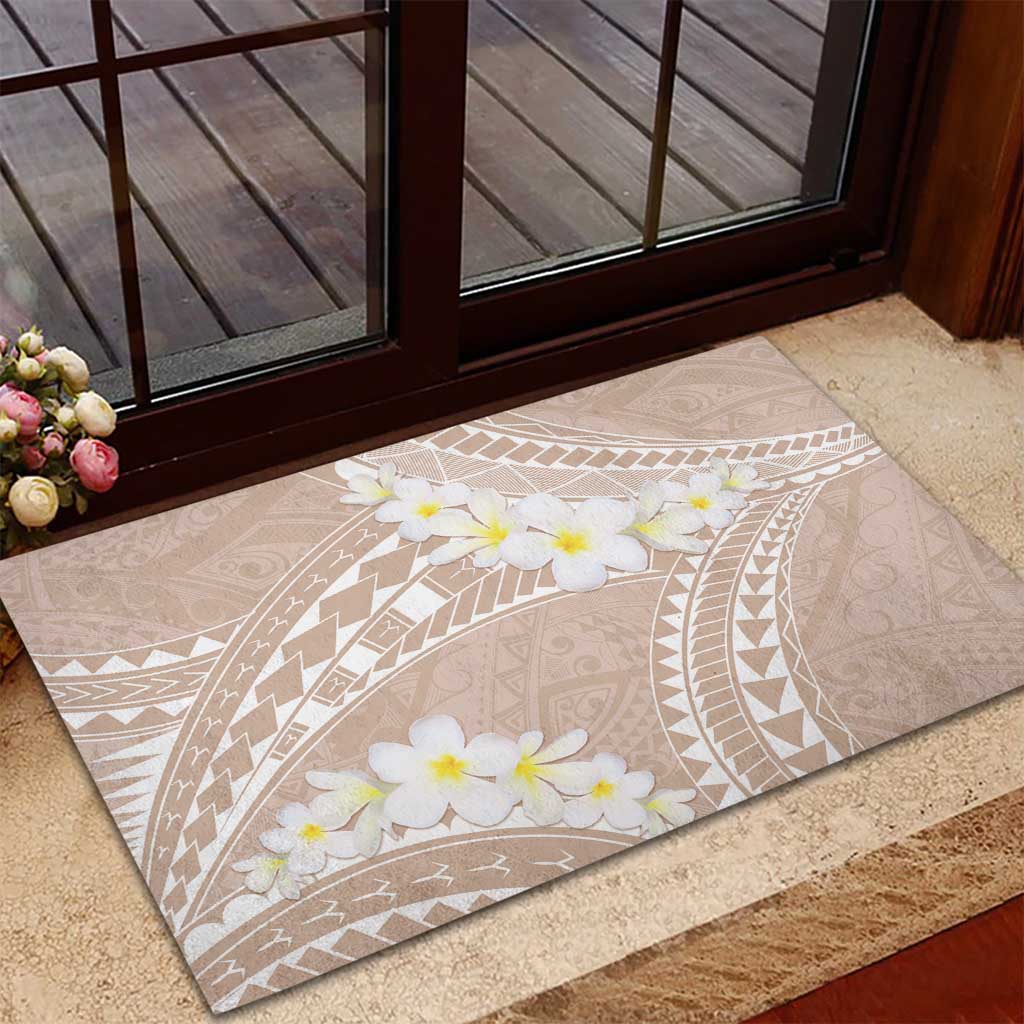 Polynesian Vintage Floral Rubber Doormat Beige Motifs LT7 - Polynesian Pride