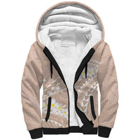 Polynesian Vintage Floral Sherpa Hoodie Beige Motifs - Polynesian Pride