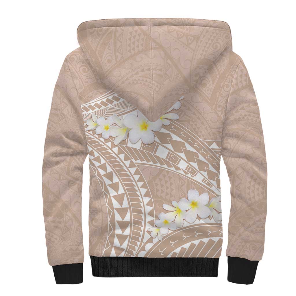 Polynesian Vintage Floral Sherpa Hoodie Beige Motifs - Polynesian Pride