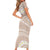Polynesian Vintage Floral Short Sleeve Bodycon Dress Beige Motifs - Polynesian Pride