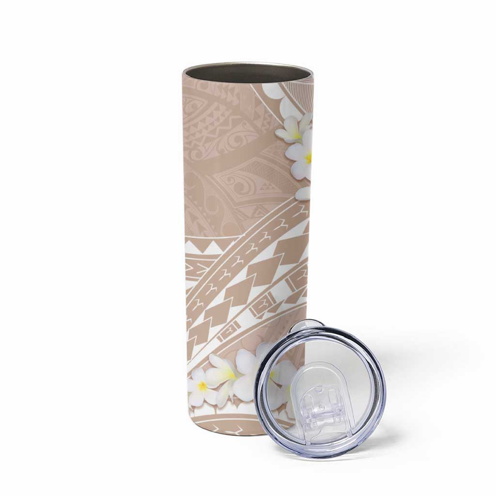 Polynesian Vintage Floral Skinny Tumbler Beige Motifs - Polynesian Pride