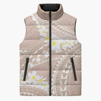 Polynesian Vintage Floral Sleeveless Puffer Jacket Beige Motifs - Polynesian Pride