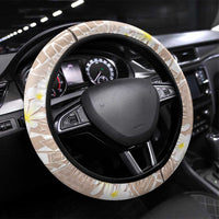 Polynesian Vintage Floral Steering Wheel Cover Beige Motifs - Polynesian Pride
