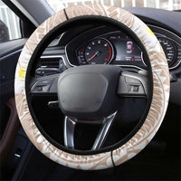 Polynesian Vintage Floral Steering Wheel Cover Beige Motifs - Polynesian Pride