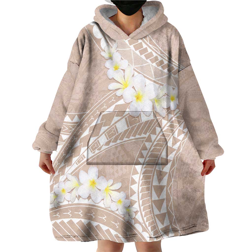 Polynesian Vintage Floral Wearable Blanket Hoodie Beige Motifs - Polynesian Pride