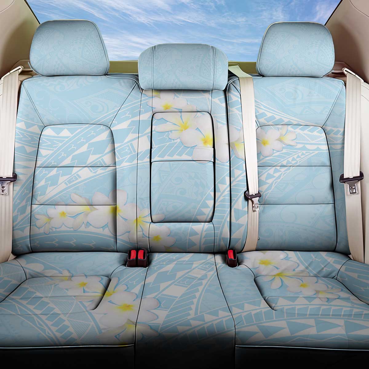 Polynesian Vintage Floral Back Car Seat Cover Azure Motifs - Polynesian Pride