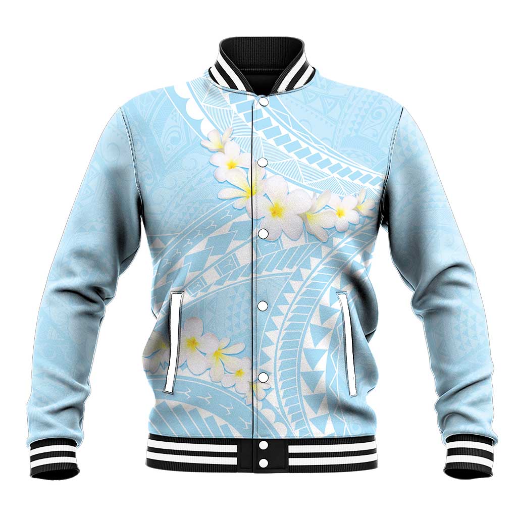 Polynesian Vintage Floral Baseball Jacket Azure Motifs LT7 Unisex Azure - Polynesian Pride