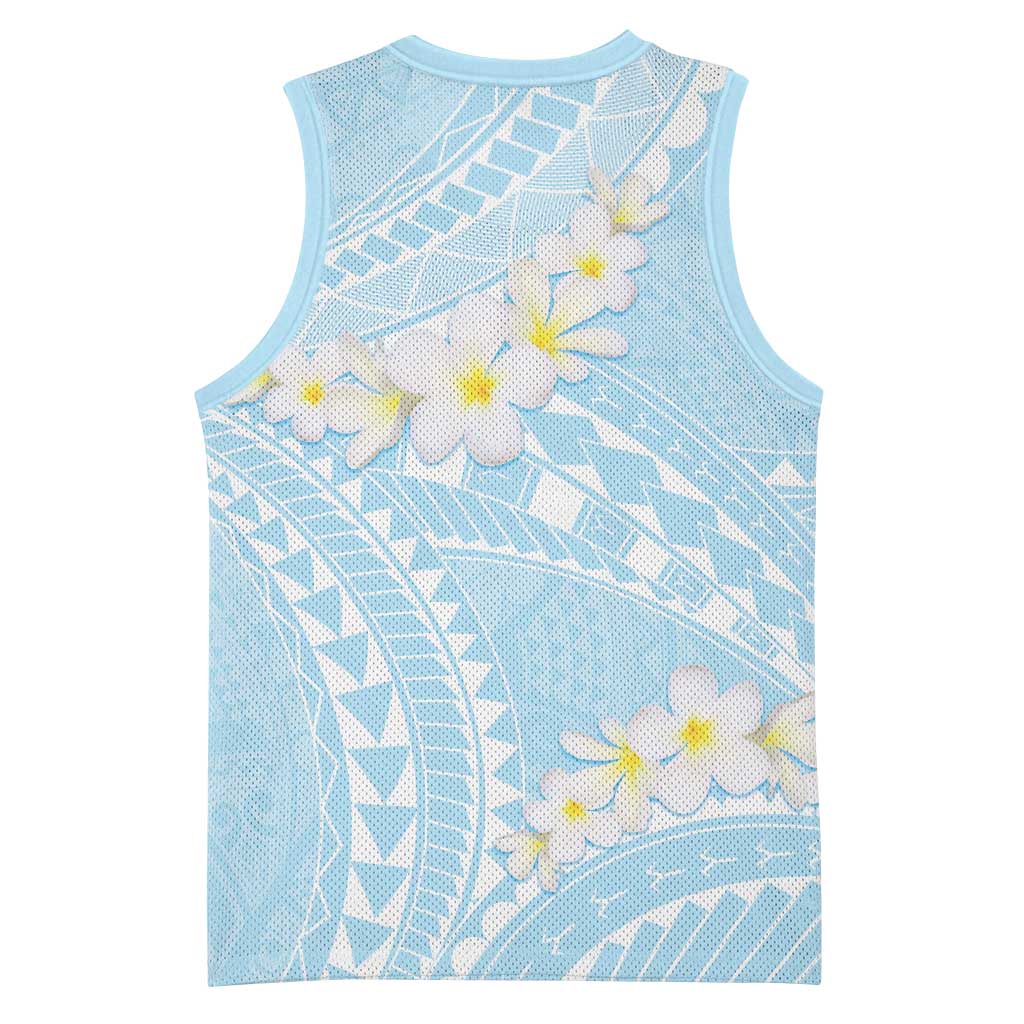 Polynesian Vintage Floral Basketball Jersey Azure Motifs - Polynesian Pride