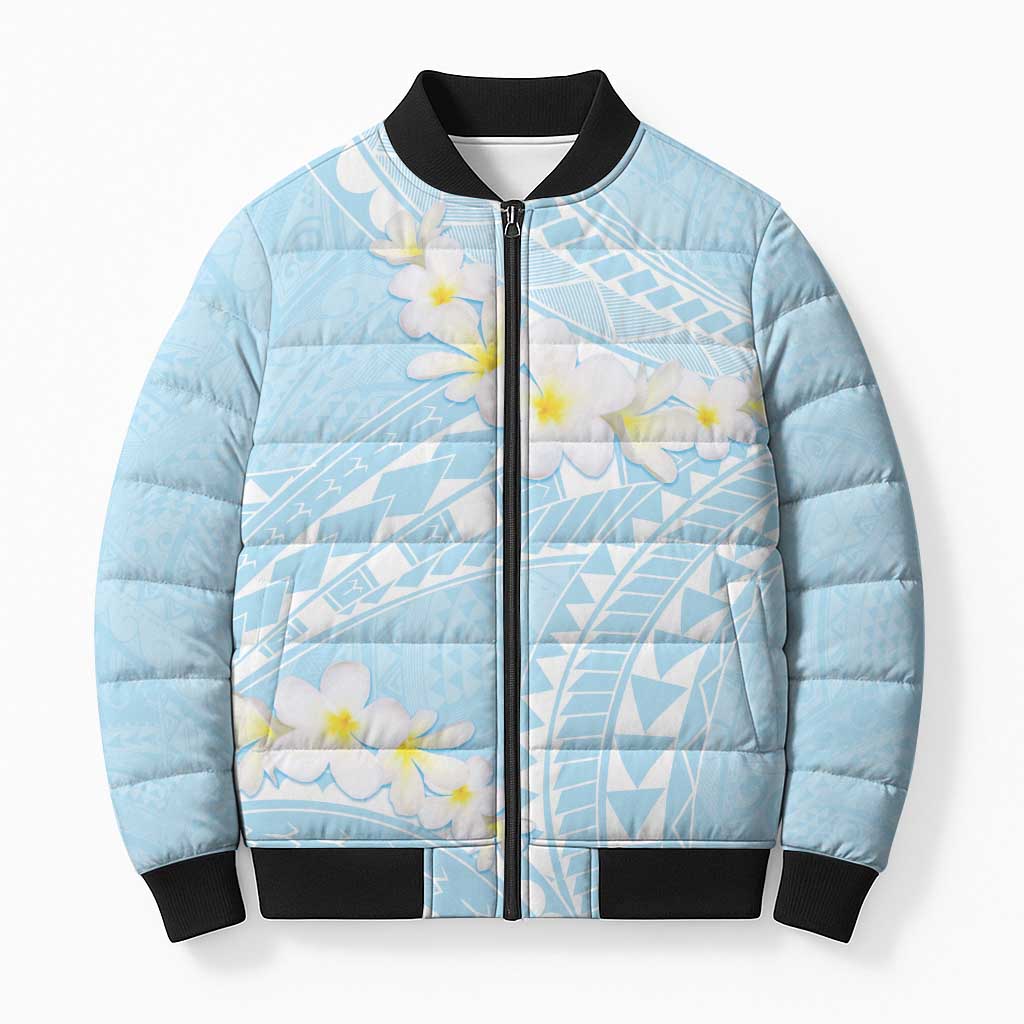 Polynesian Vintage Floral Bomber Puffer Jacket Azure Motifs - Polynesian Pride