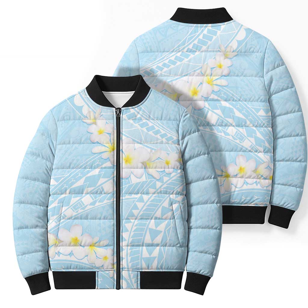 Polynesian Vintage Floral Bomber Puffer Jacket Azure Motifs - Polynesian Pride