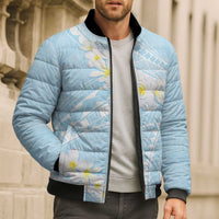 Polynesian Vintage Floral Bomber Puffer Jacket Azure Motifs - Polynesian Pride