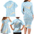 Polynesian Vintage Floral Family Matching Long Sleeve Bodycon Dress and Hawaiian Shirt Azure Motifs - Polynesian Pride