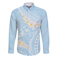 Polynesian Vintage Floral Family Matching Mermaid Dress and Hawaiian Shirt Azure Motifs LT7 Dad's Shirt - Long Sleeve Azure - Polynesian Pride