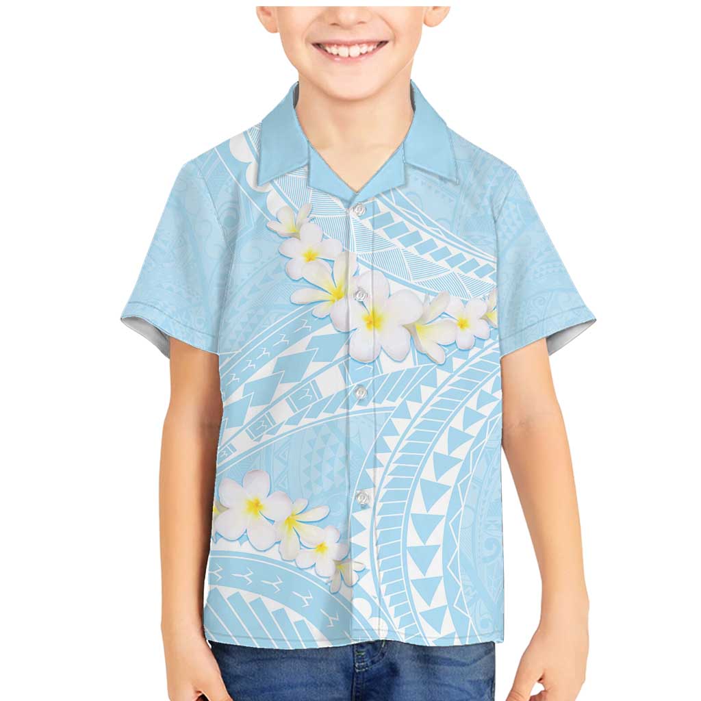 Polynesian Vintage Floral Family Matching Mermaid Dress and Hawaiian Shirt Azure Motifs LT7 Son's Shirt Azure - Polynesian Pride