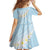 Polynesian Vintage Floral Family Matching Off Shoulder Short Dress and Hawaiian Shirt Azure Motifs - Polynesian Pride