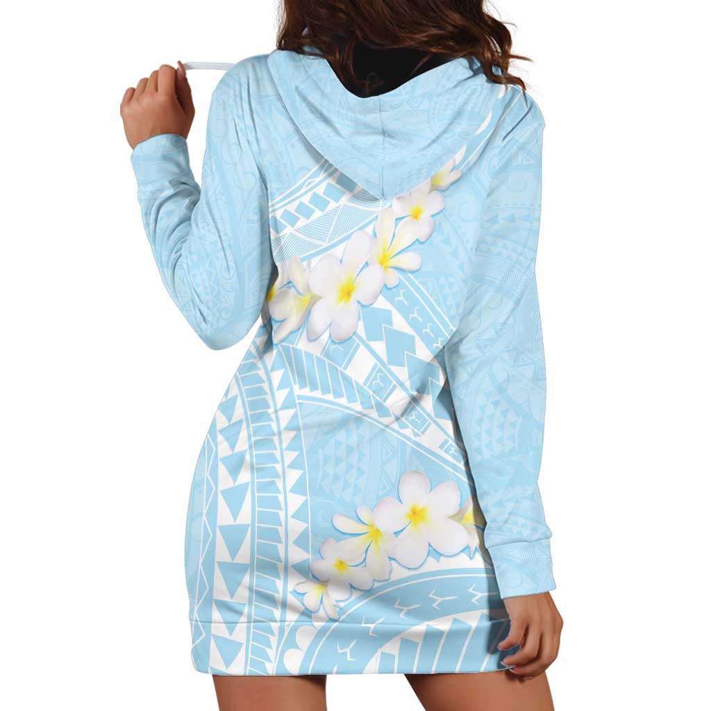 Polynesian Vintage Floral Hoodie Dress Azure Motifs - Polynesian Pride