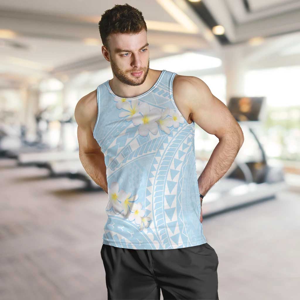 Polynesian Vintage Floral Men Tank Top Azure Motifs - Polynesian Pride