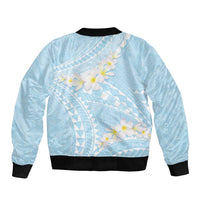 Polynesian Vintage Floral Sleeve Zip Bomber Jacket Azure Motifs - Polynesian Pride
