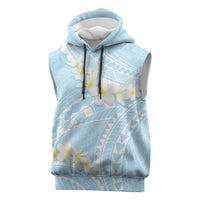 Polynesian Vintage Floral Sleeveless Hoodie Azure Motifs - Polynesian Pride