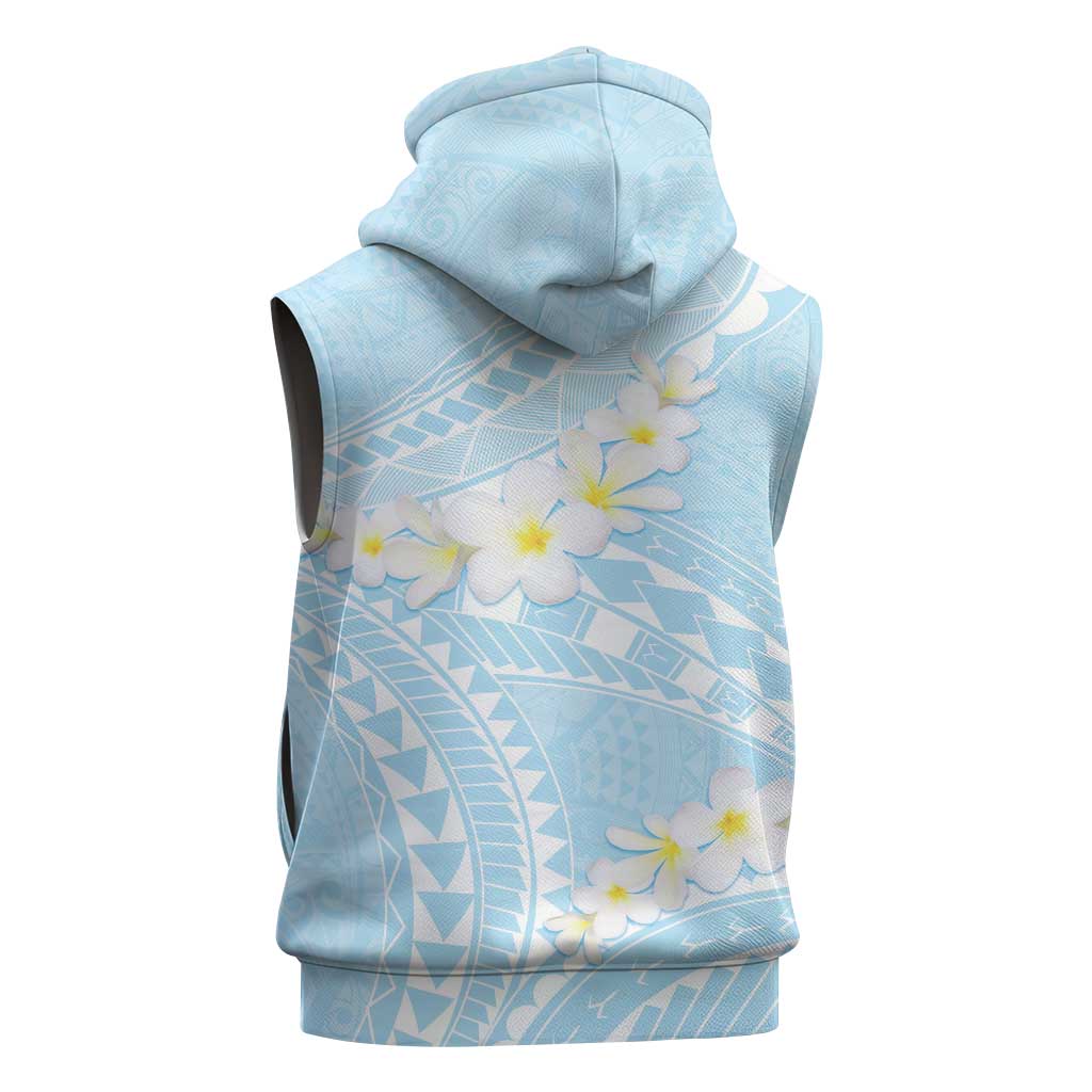 Polynesian Vintage Floral Sleeveless Zip Hoodie Azure Motifs - Polynesian Pride