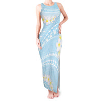 Polynesian Vintage Floral Tank Maxi Dress Azure Motifs - Polynesian Pride