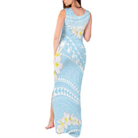 Polynesian Vintage Floral Tank Maxi Dress Azure Motifs - Polynesian Pride