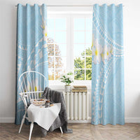 Polynesian Vintage Floral Window Curtain Azure Motifs - Polynesian Pride