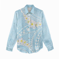 Polynesian Vintage Floral Women Casual Shirt Azure Motifs LT7 - Polynesian Pride
