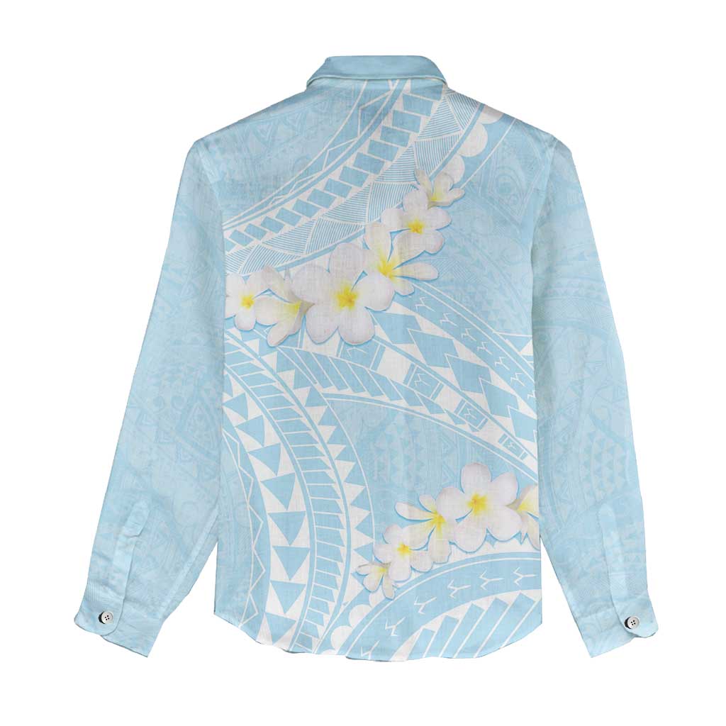 Polynesian Vintage Floral Women Casual Shirt Azure Motifs LT7 - Polynesian Pride