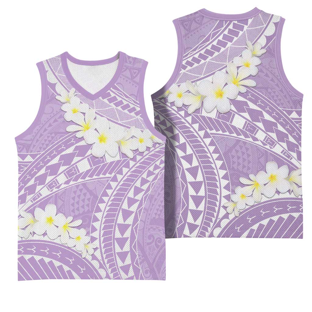 Polynesian Vintage Floral Basketball Jersey Lavender Motifs - Polynesian Pride