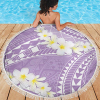 Polynesian Vintage Floral Beach Blanket Lavender Motifs - Polynesian Pride