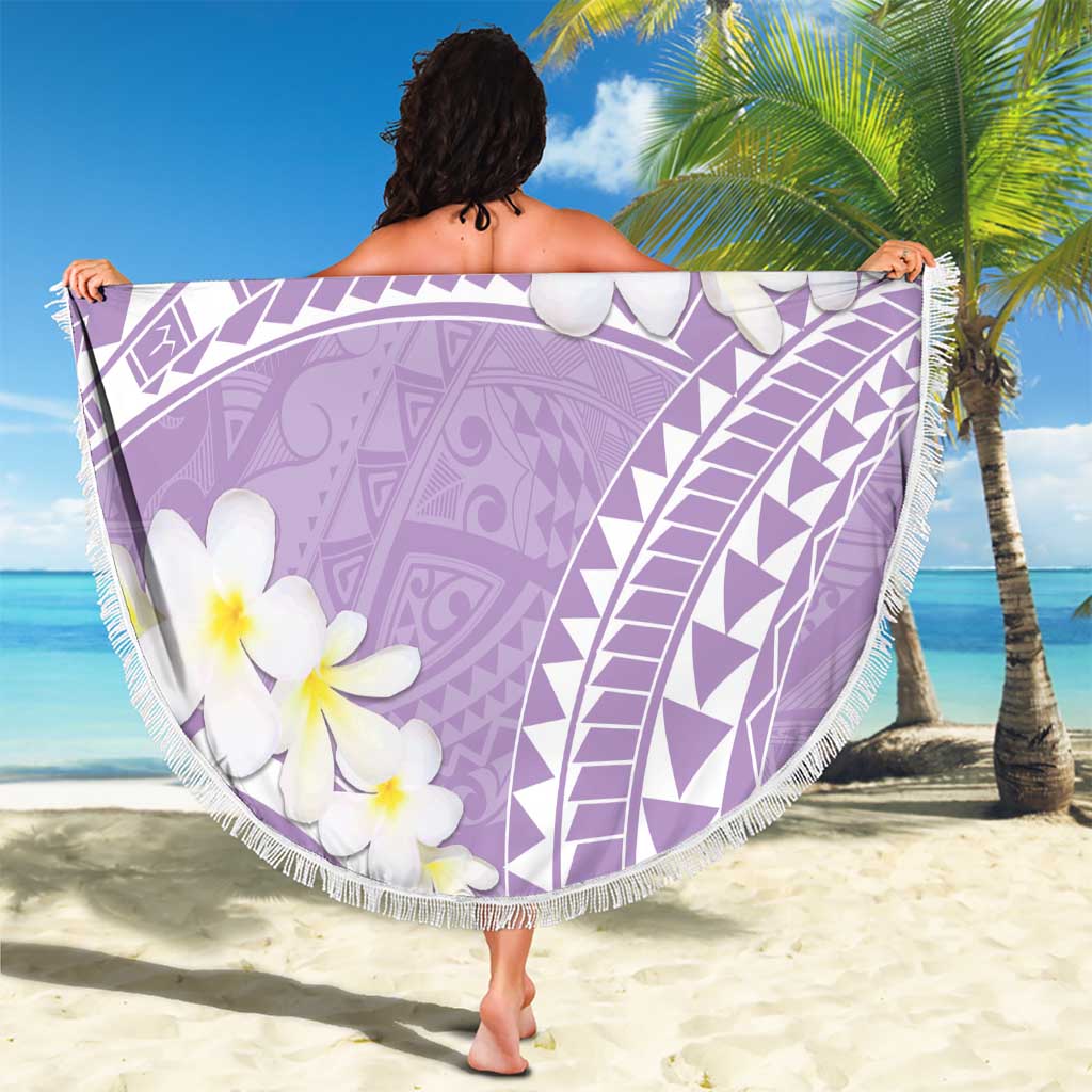 Polynesian Vintage Floral Beach Blanket Lavender Motifs - Polynesian Pride