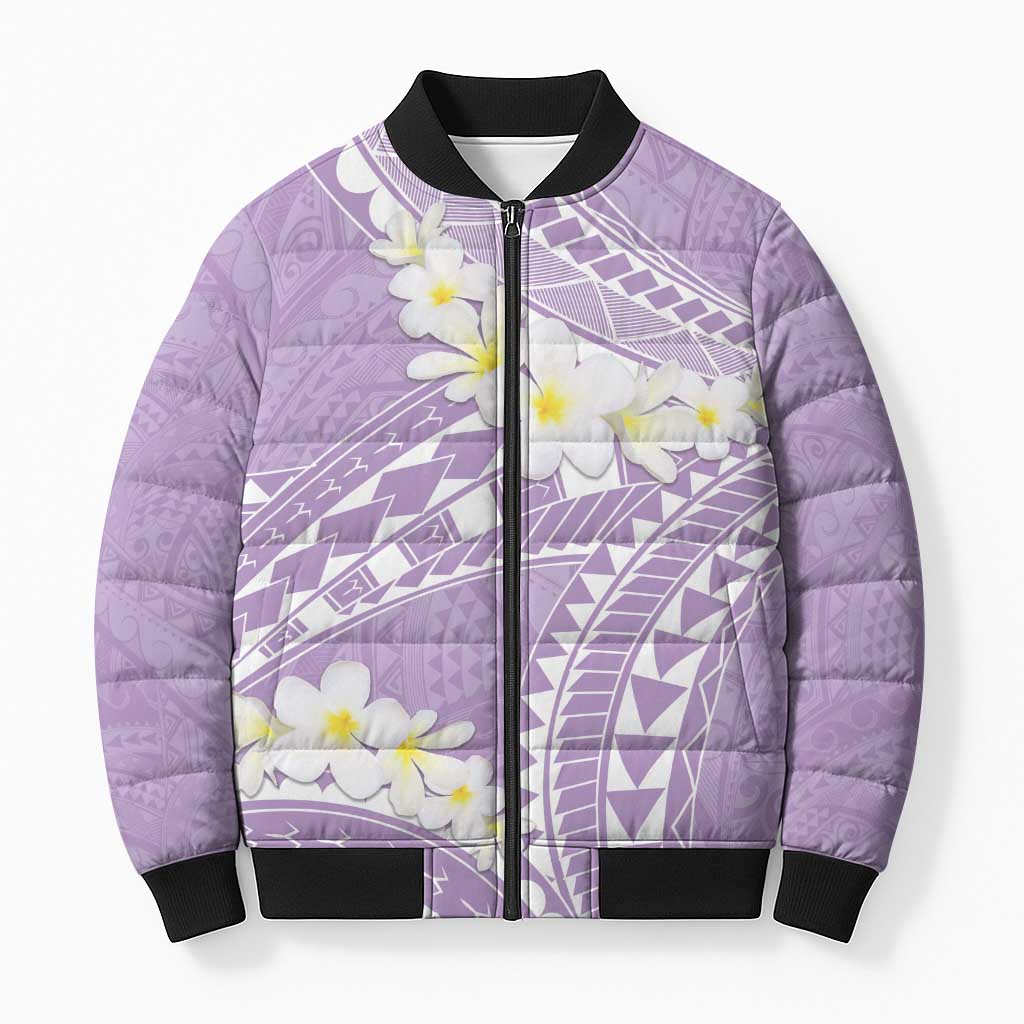 Polynesian Vintage Floral Bomber Puffer Jacket Lavender Motifs - Polynesian Pride