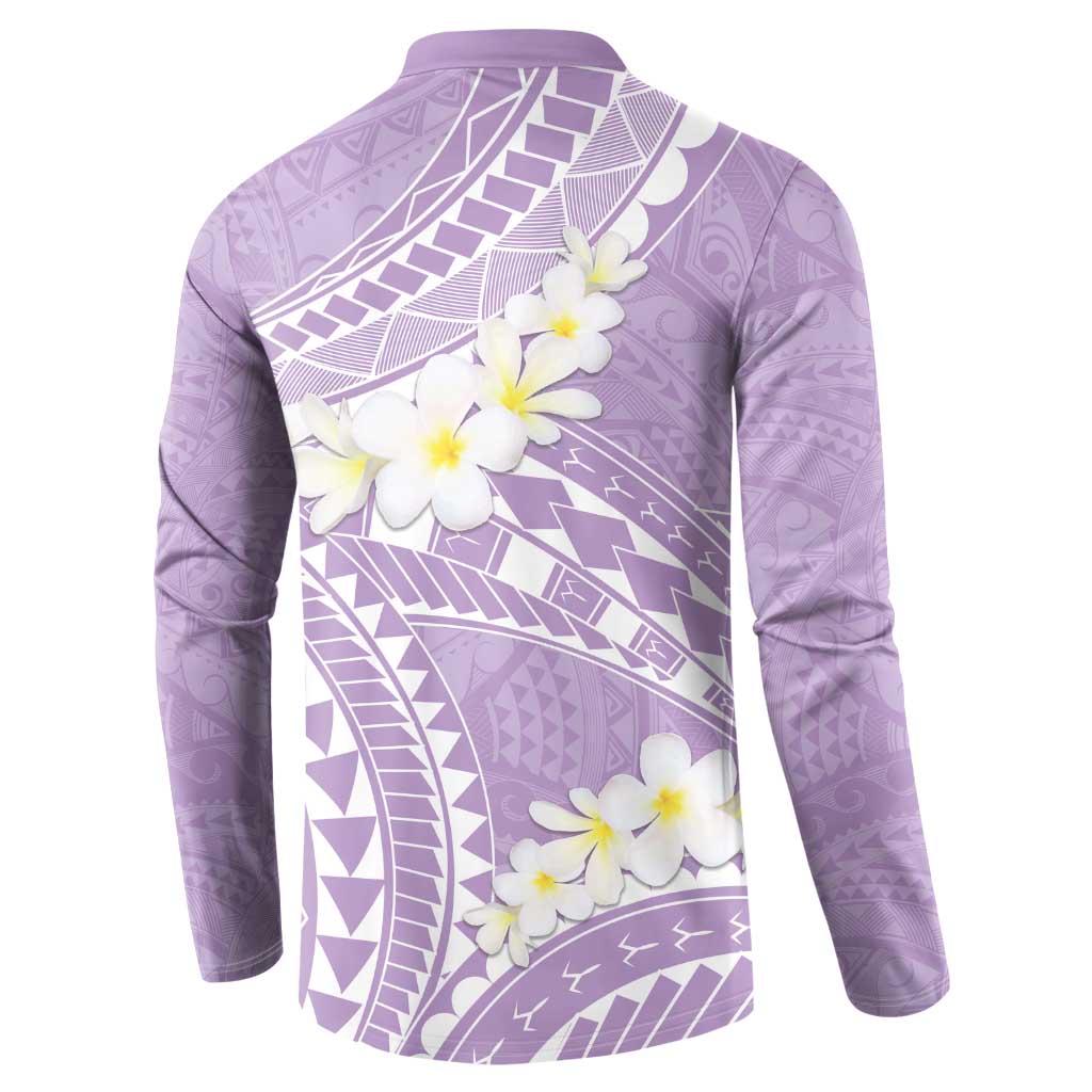 Polynesian Vintage Floral Button Sweatshirt Lavender Motifs - Polynesian Pride