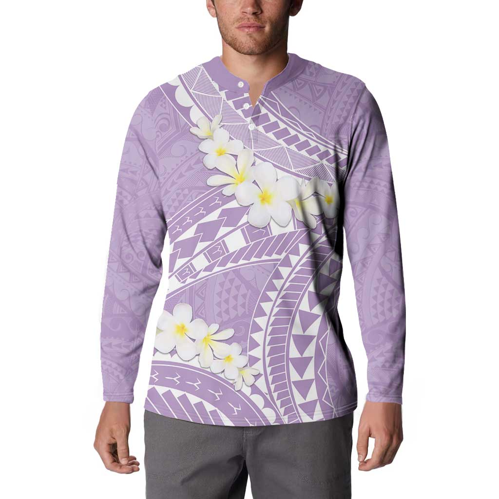 Polynesian Vintage Floral Button Sweatshirt Lavender Motifs - Polynesian Pride
