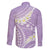 Polynesian Vintage Floral Family Matching Long Sleeve Bodycon Dress and Hawaiian Shirt Lavender Motifs - Polynesian Pride
