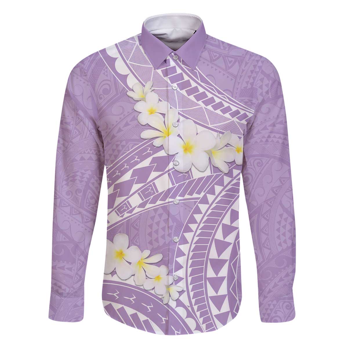 Polynesian Vintage Floral Family Matching Off The Shoulder Long Sleeve Dress and Hawaiian Shirt Lavender Motifs - Polynesian Pride