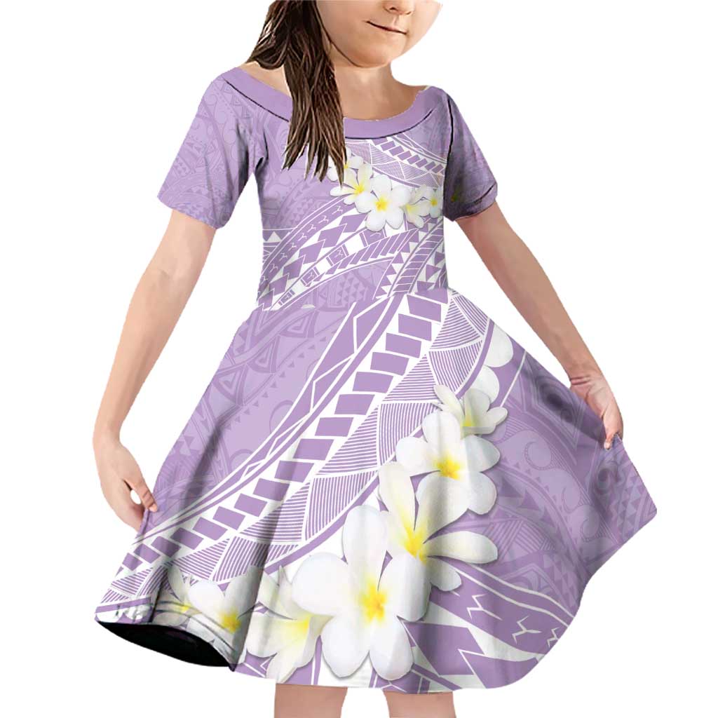 Polynesian Vintage Floral Family Matching Off Shoulder Short Dress and Hawaiian Shirt Lavender Motifs - Polynesian Pride