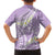 Polynesian Vintage Floral Family Matching Short Sleeve Bodycon Dress and Hawaiian Shirt Lavender Motifs - Polynesian Pride